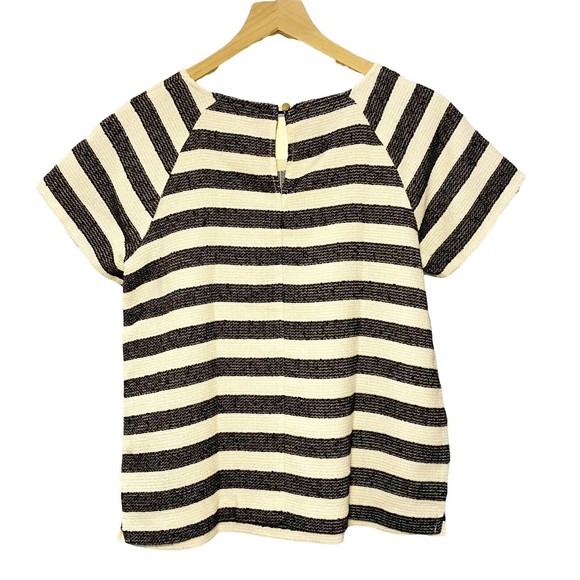 Merona Short Sleeve Top Womens Small Black White Striped Boxy Career Work Wear - Picture 2 of 7
